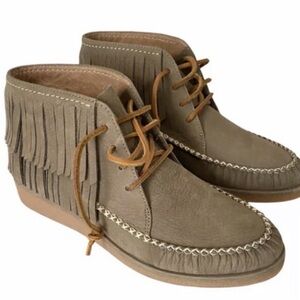 UGG Tan Fringe Ankle Boots